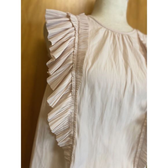 Joie Silk Pleated -Ruffle Blouse Top Size  L - Picture 10 of 15